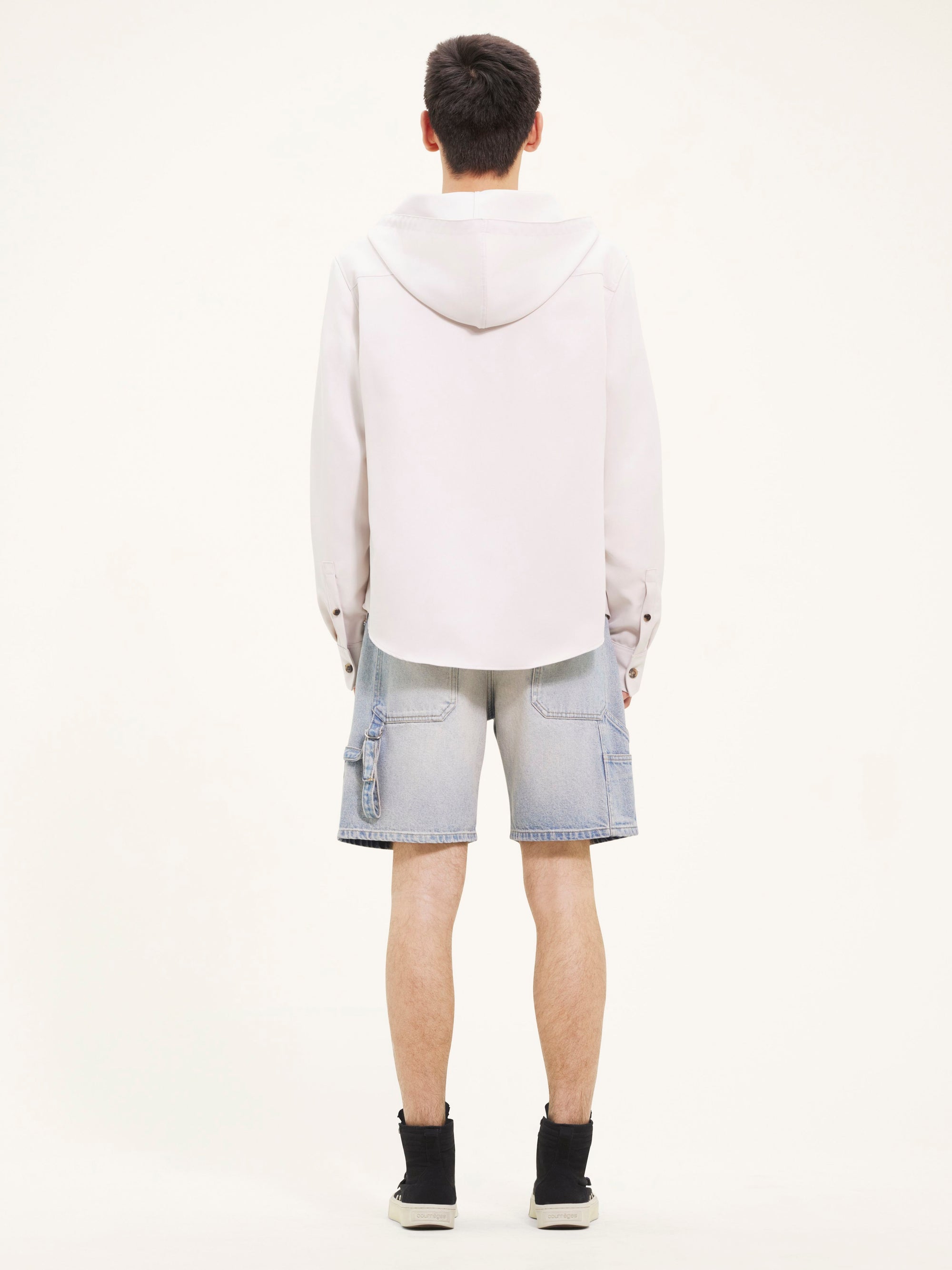 Hooded light twill Shirt - Lime Stone