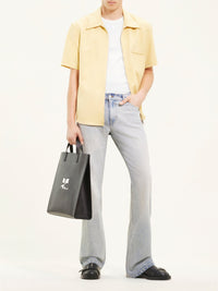 Zipped light twill ss Shirt - Pollen