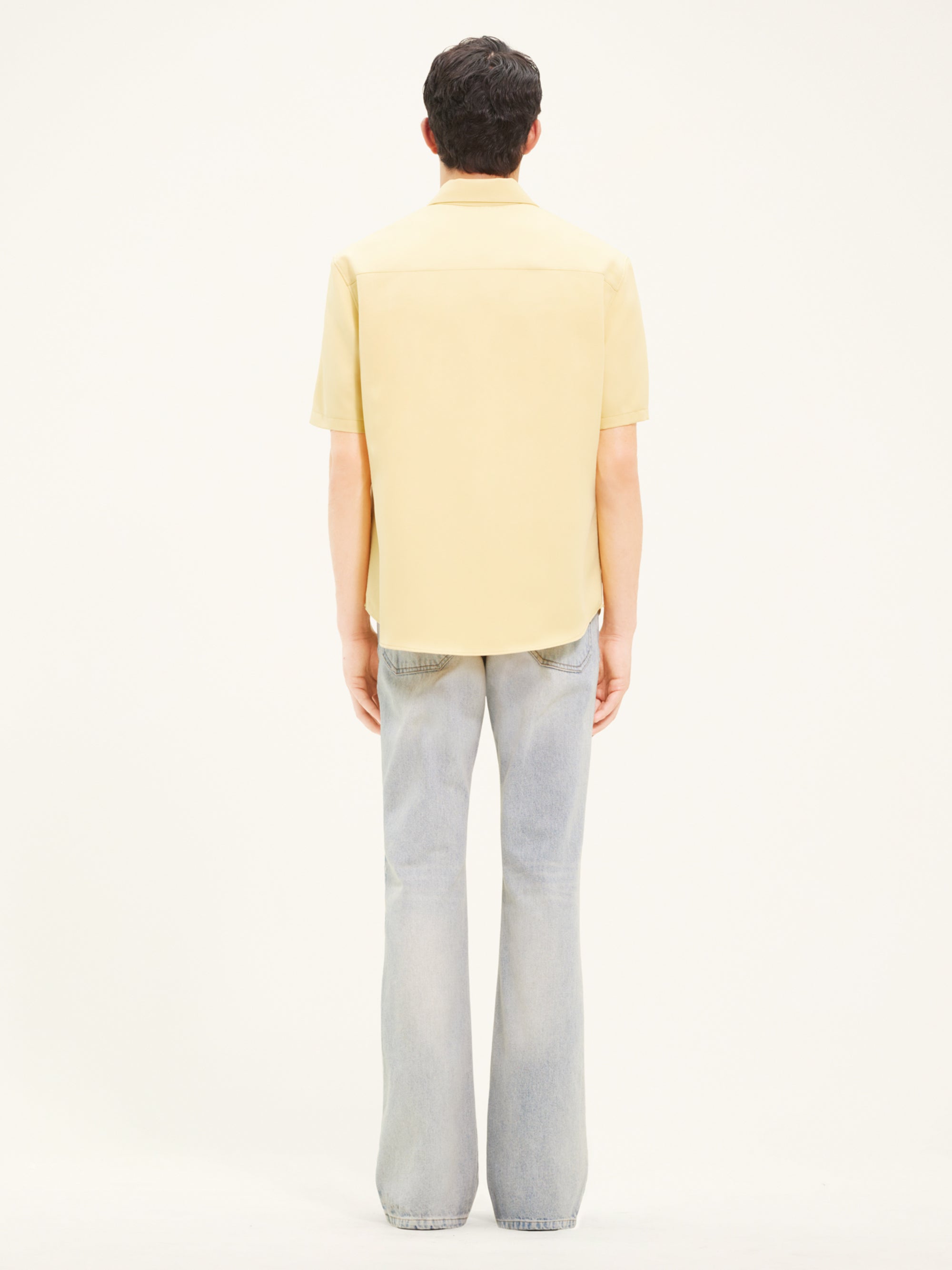 Zipped light twill ss Shirt - Pollen