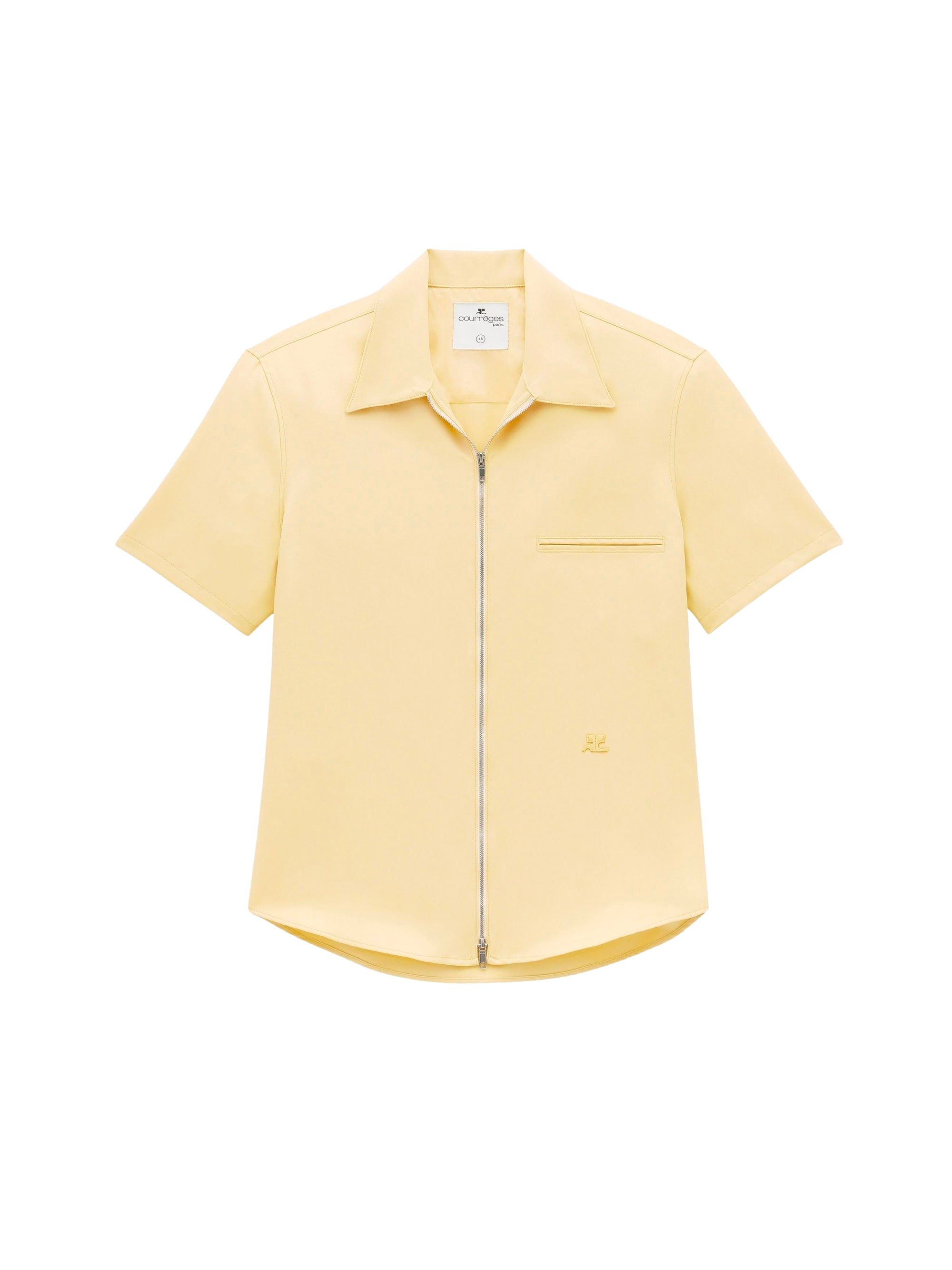 Zipped light twill ss Shirt - Pollen