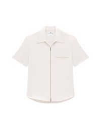 Zipped light twill ss Shirt - Lime Stone