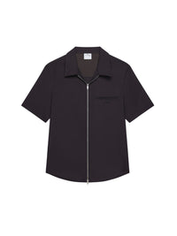 Zipped light twill ss Shirt - Black