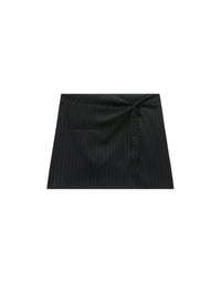 Twist snaps pinstripes mini Skirt - Black