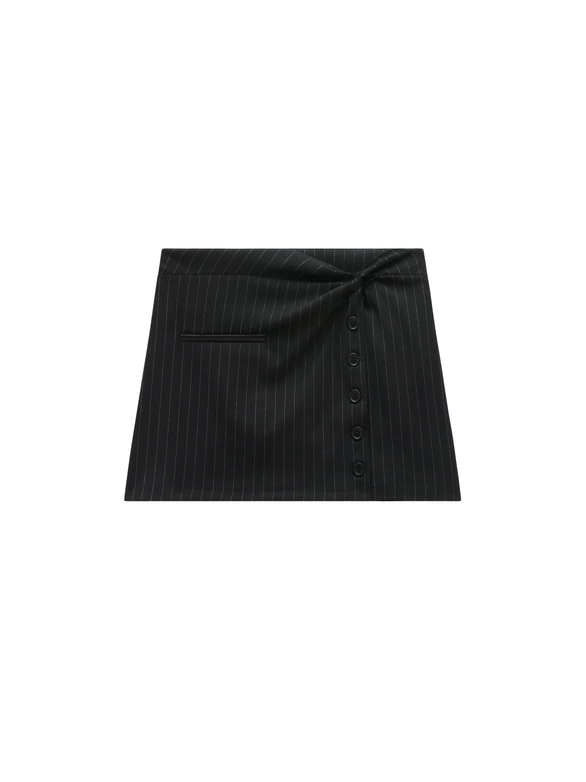 Twist snaps pinstripes wool mini Skirt - Black & White