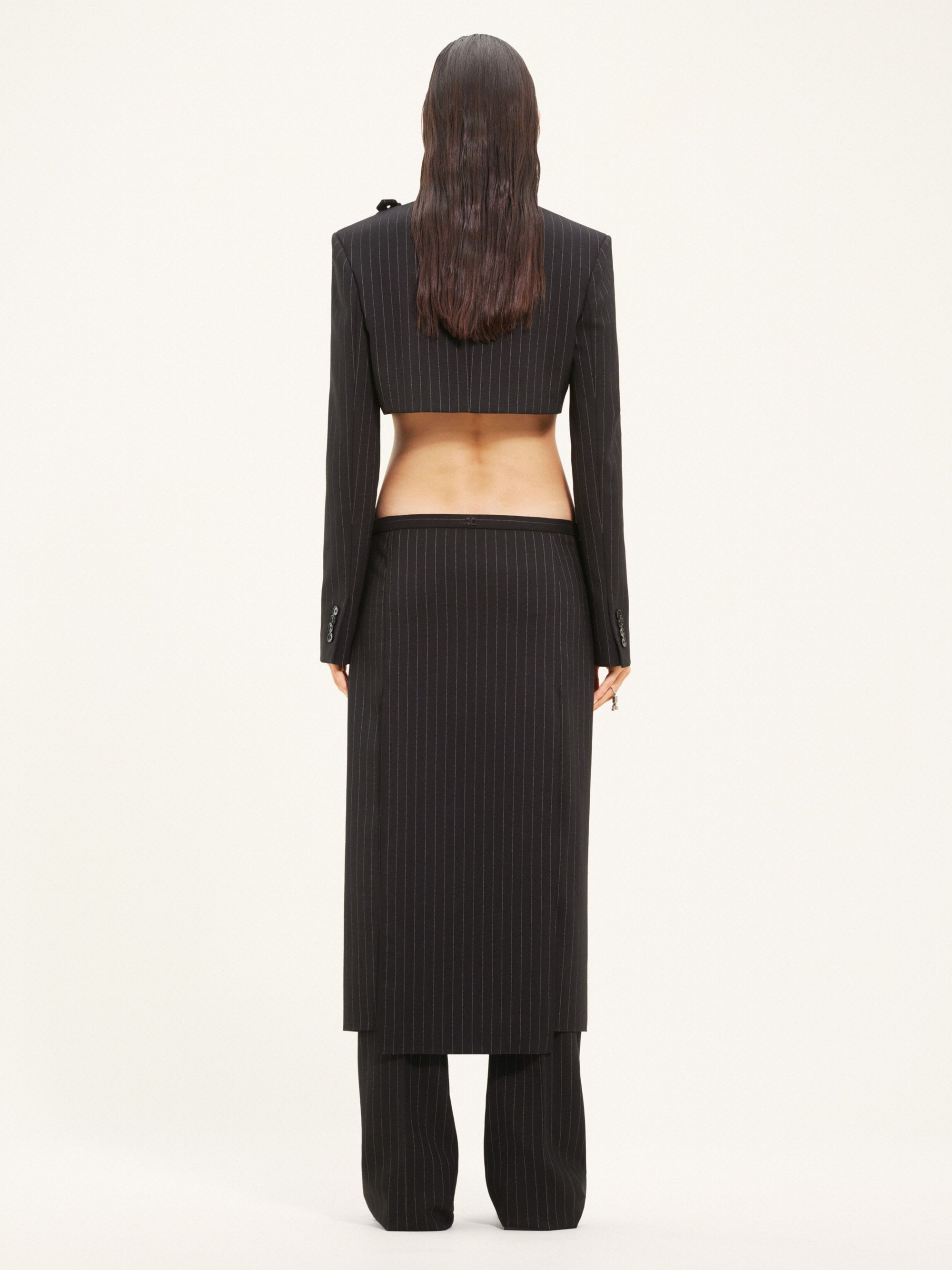 Heritage pinstripes long Skirt - Black