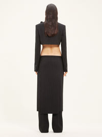 Heritage pinstripes wool long Skirt - Black & White