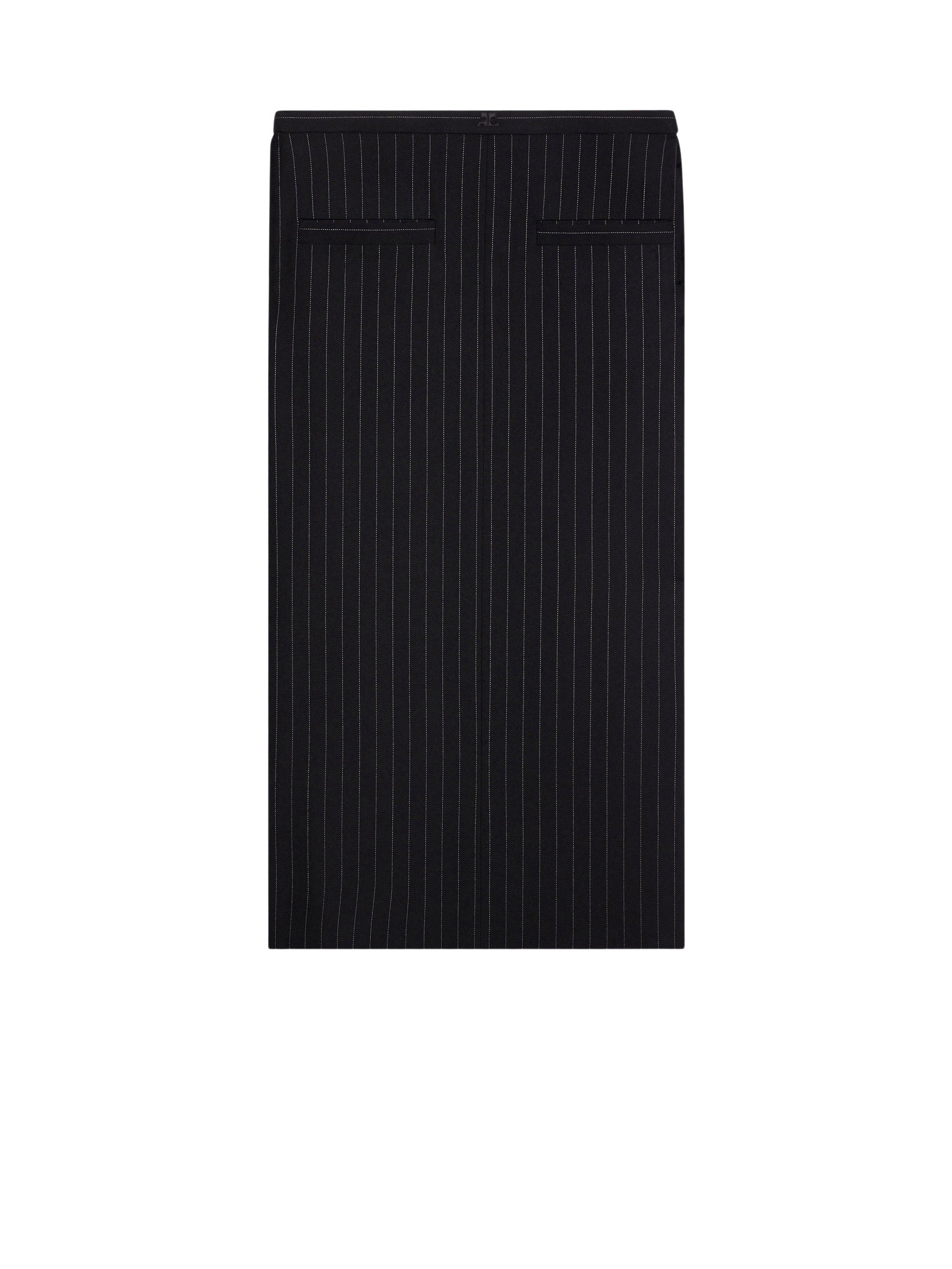 Heritage pinstripes wool long Skirt - Black & White