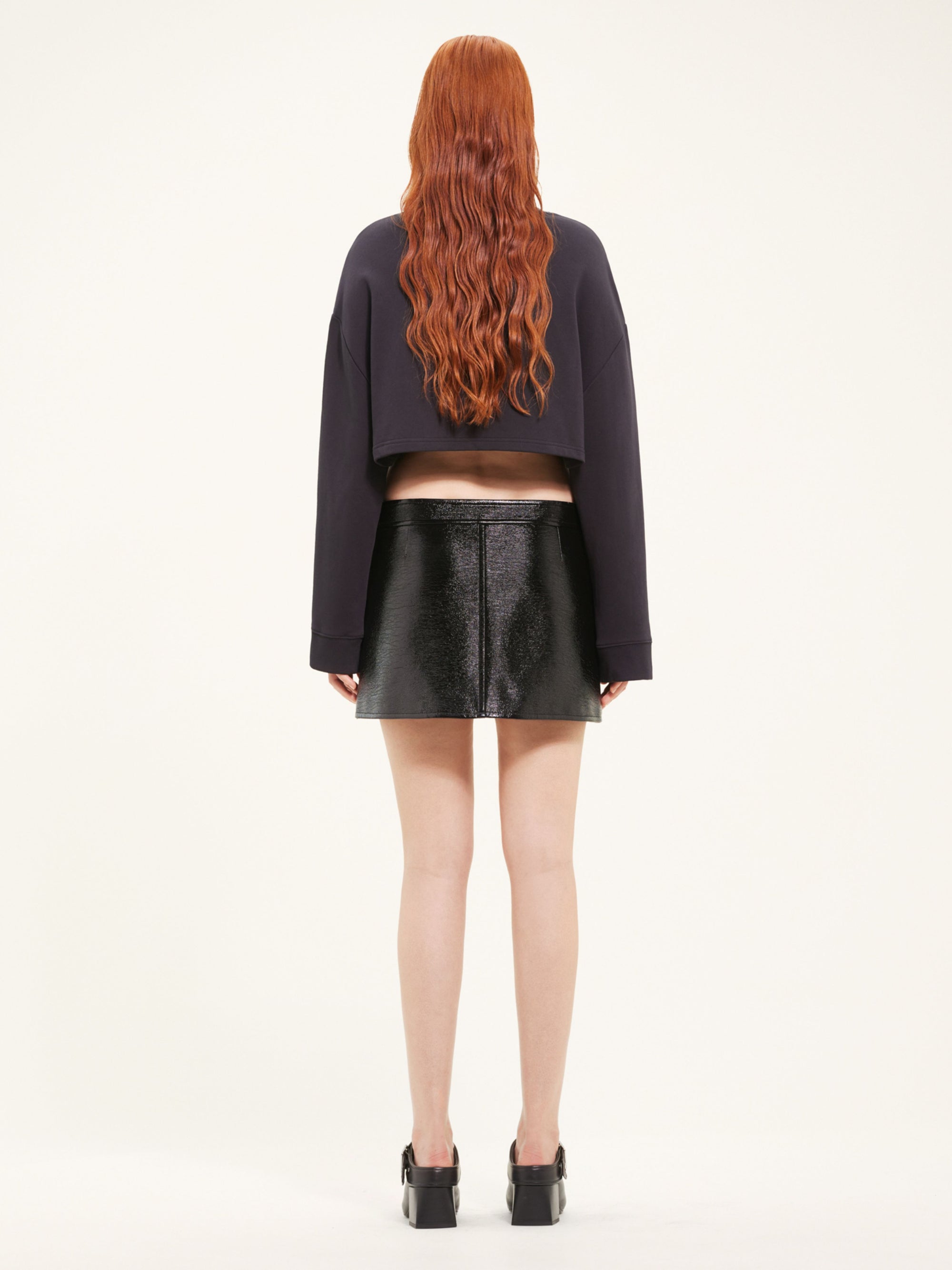 Buckle zipped vinyl mini Skirt - Black