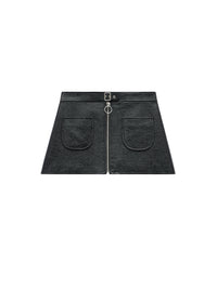 Buckle zipped vinyl mini Skirt - Black