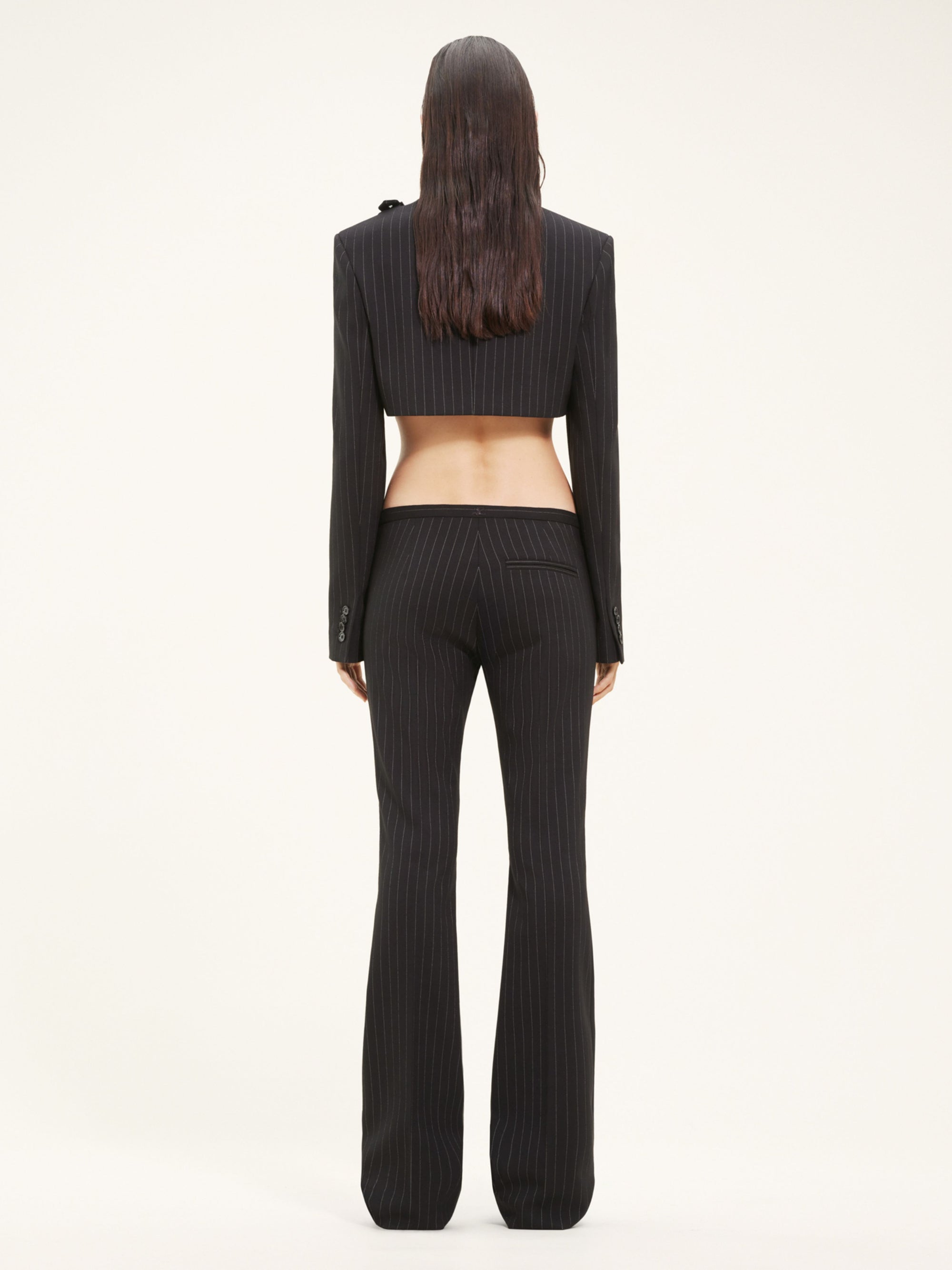 Tailored snaps pinstripes Pant - Black