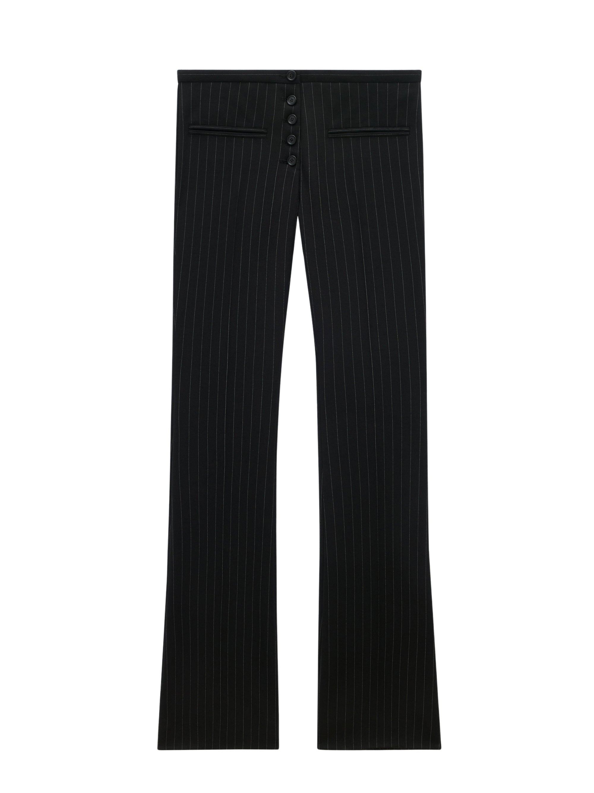 Tailored snaps pinstripes Pant - Black