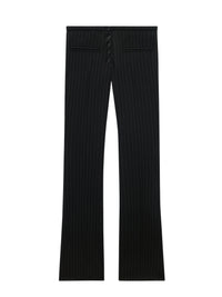 Tailored snaps pinstripes wool Pant - Black & White
