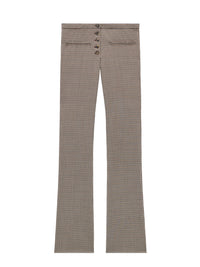 Tailored snaps checked Pant - Brown