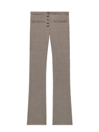 Tailored snaps checked wool Pant - Brown & White