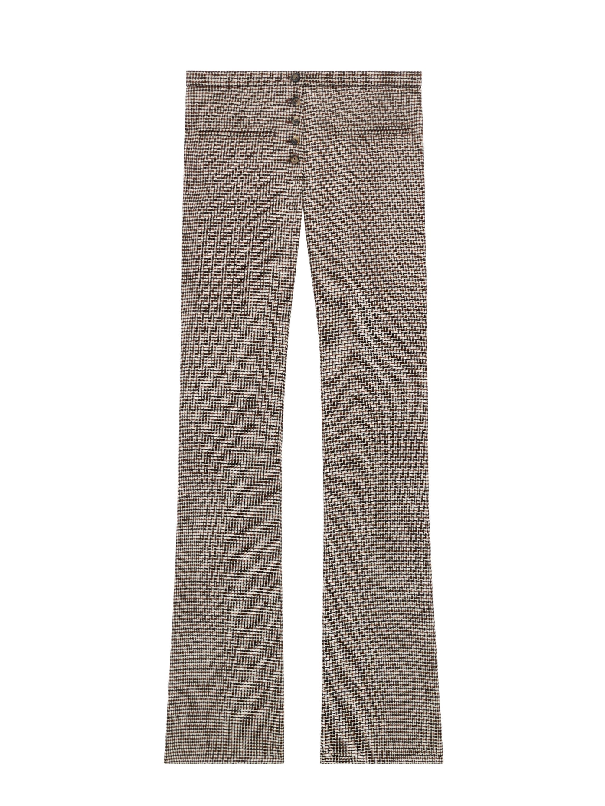 Tailored snaps checked wool Pant - Brown & White
