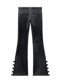 Multi-buckle vinyl bootcut Pant - Black