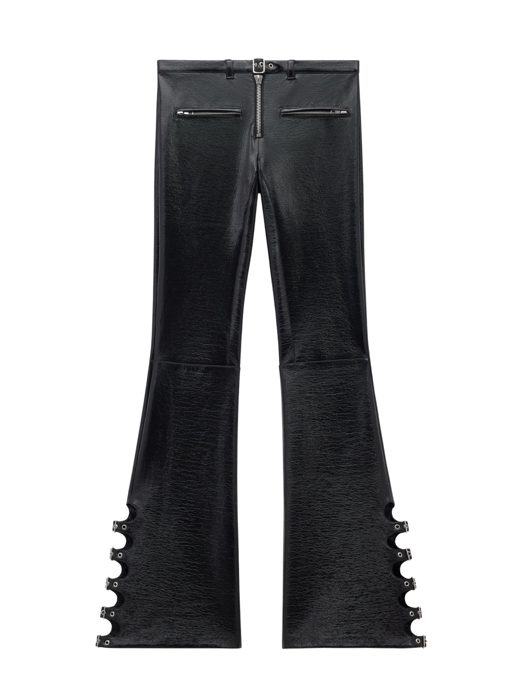 Multi-buckle vinyl bootcut Pant - Black