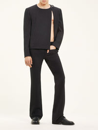 Heritage pinstripes bootcut wool Pant - Black & White