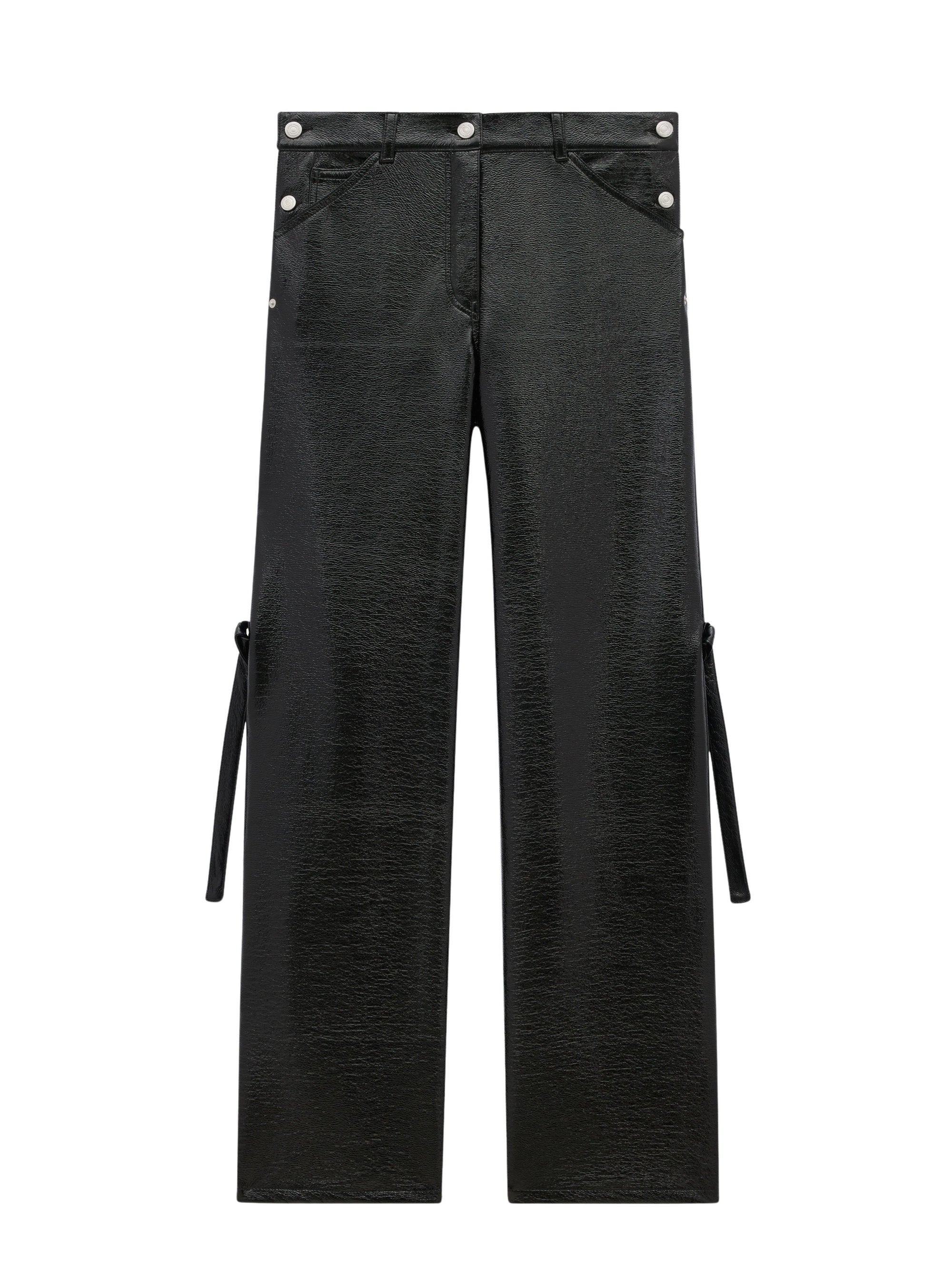 Sailor buckle vinyl baggy Pant - Black