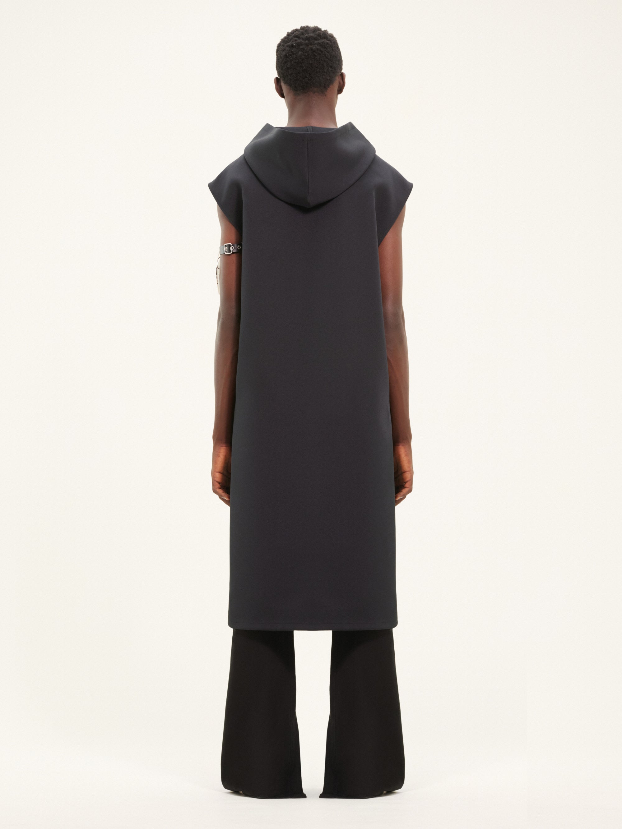 Cocoon hooded twill Tunic - Black