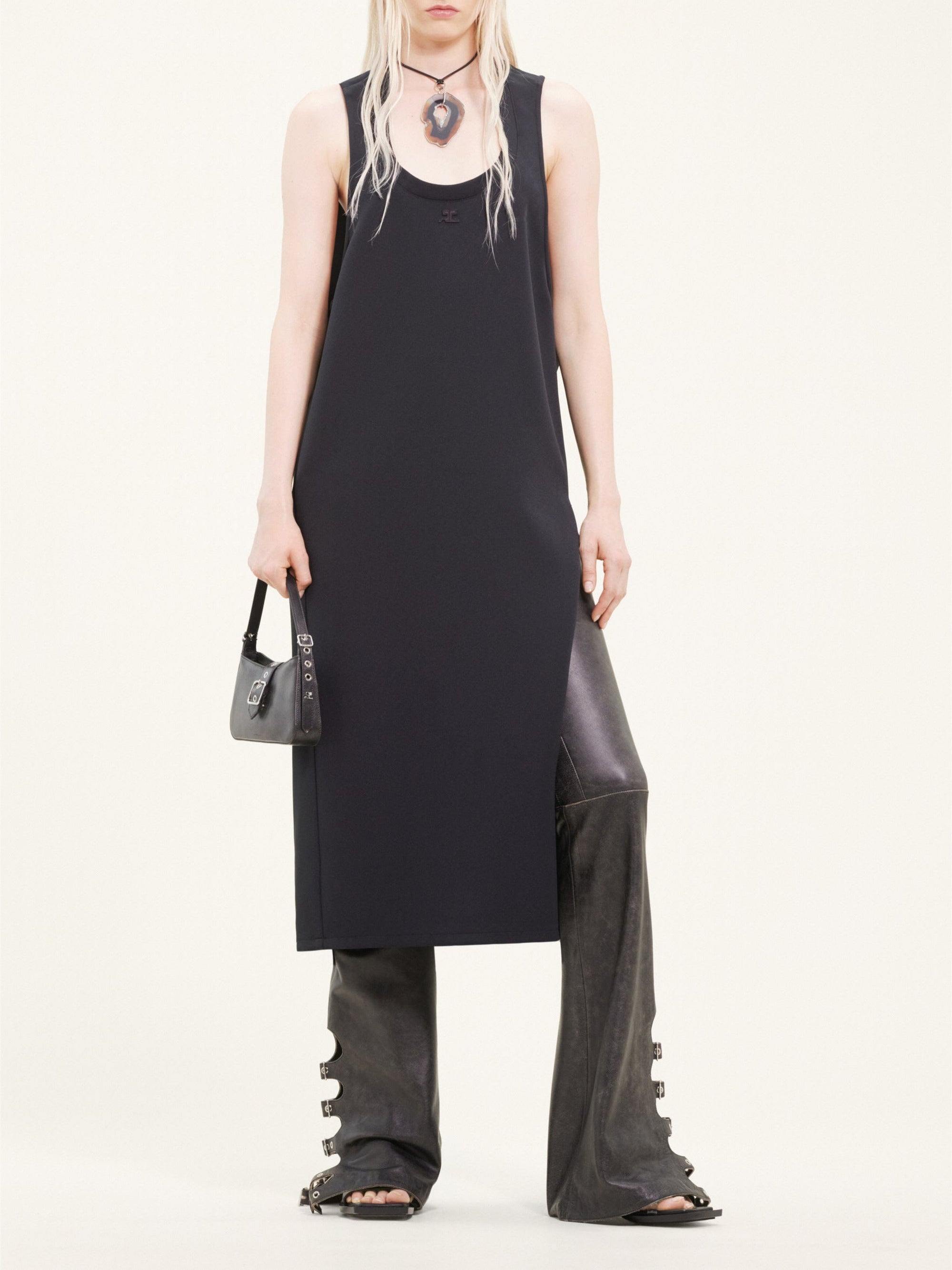 Holistic twill long Dress - Black