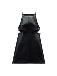 Slash buckle vinyl Dress - Black