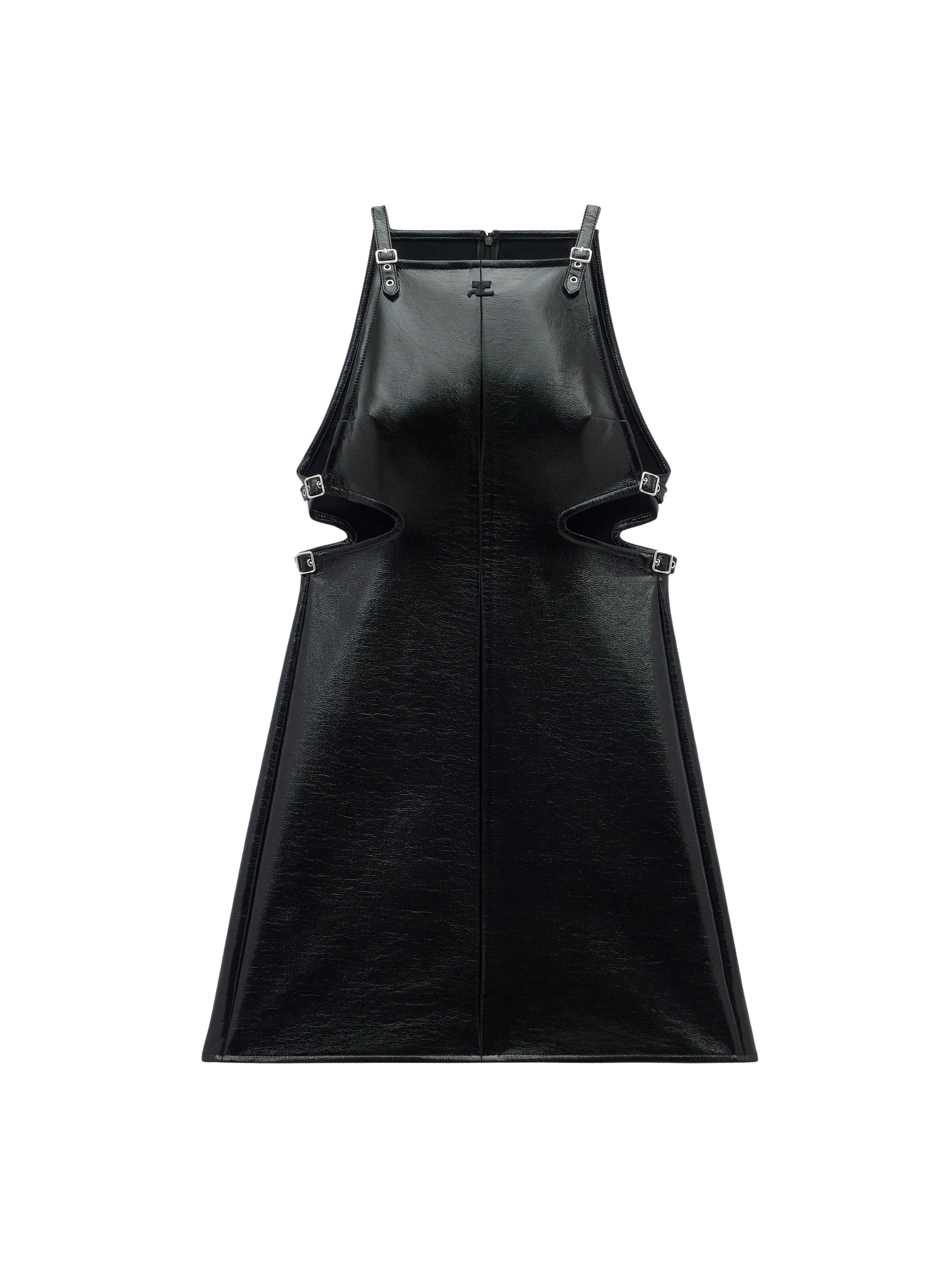 Slash buckle vinyl Dress - Black