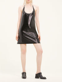 Buckle babydoll vinyl Dress - Black