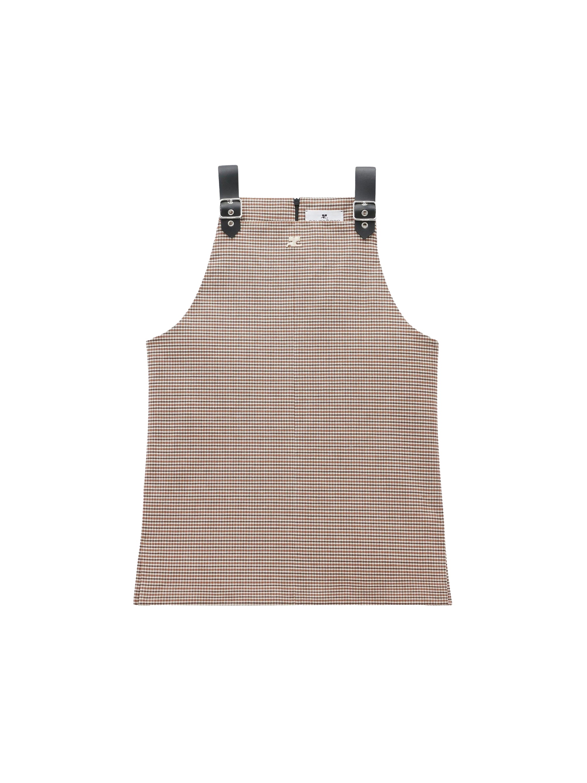 Sailor buckle checked wool Top - Brown & White