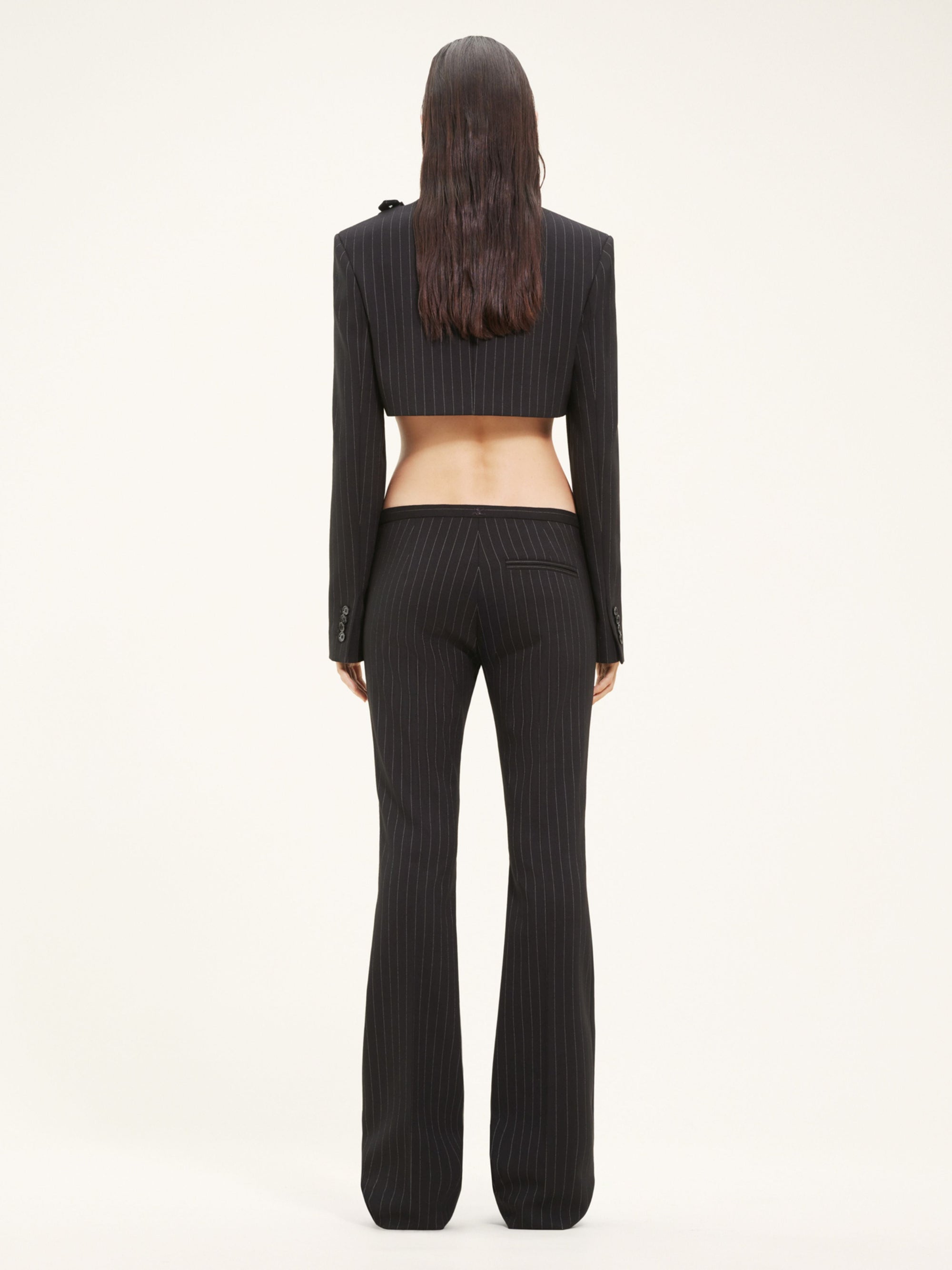 Buckle tailored pinstripe wool Top - Black & White