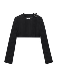 Buckle tailored pinstripe Top - Black