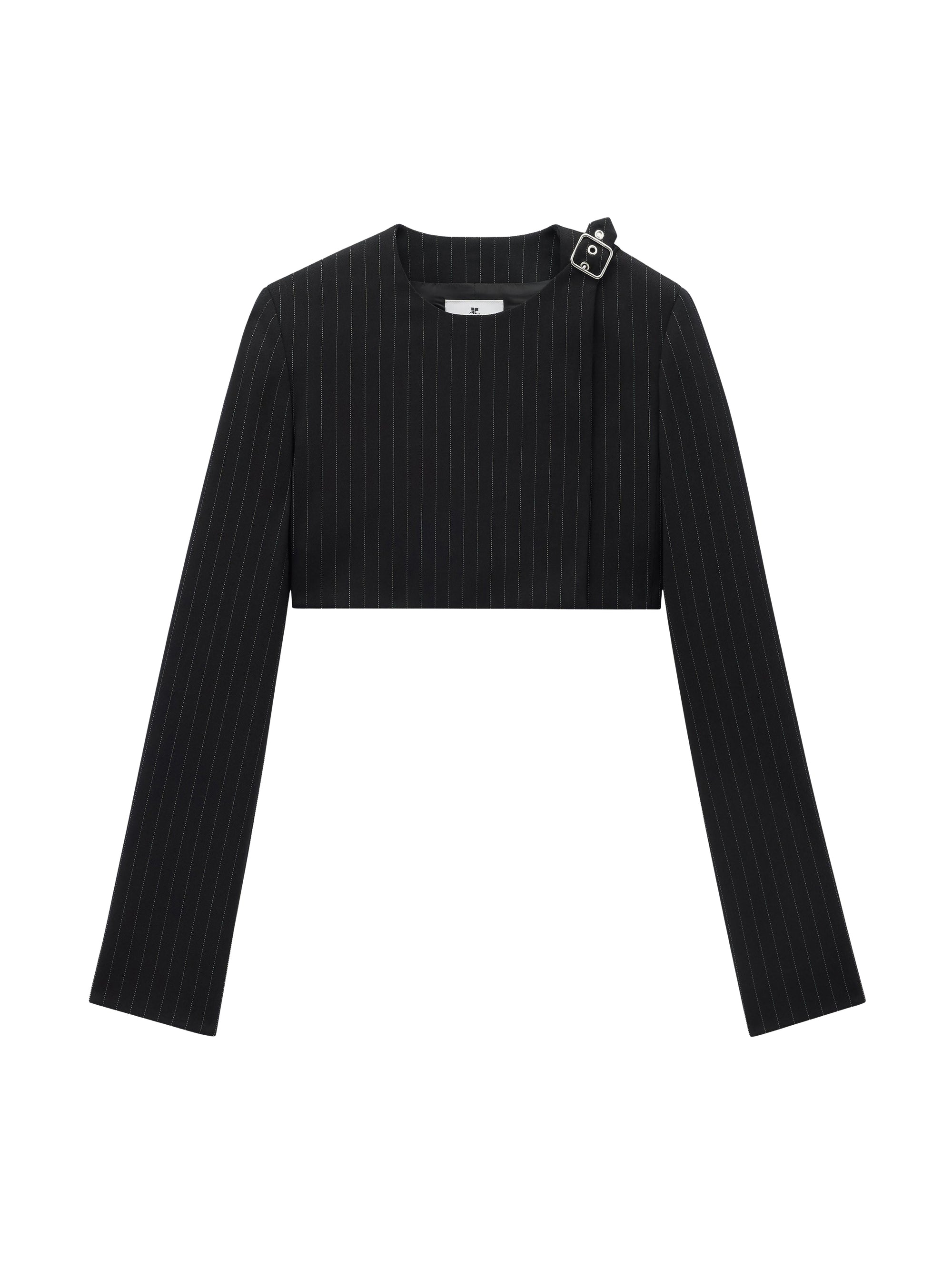 Buckle tailored pinstripe wool Top - Black & White