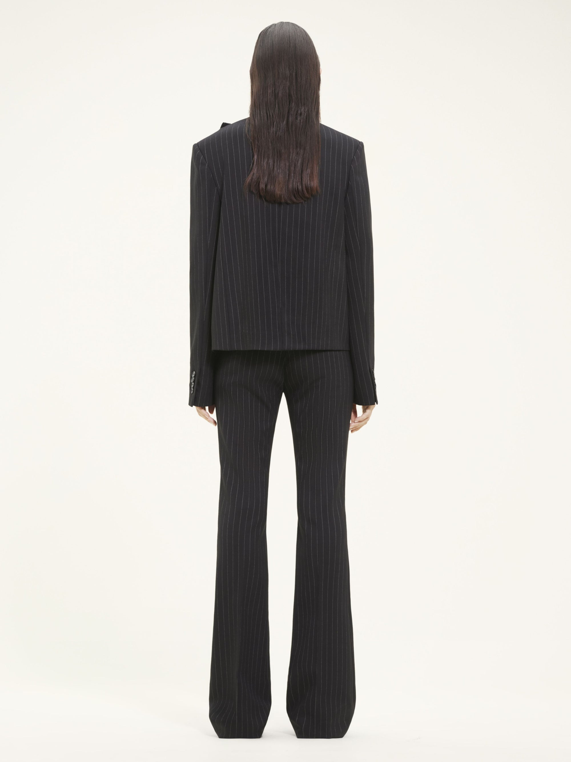 Buckle tailored pinstripe wool Jacket - Black & White