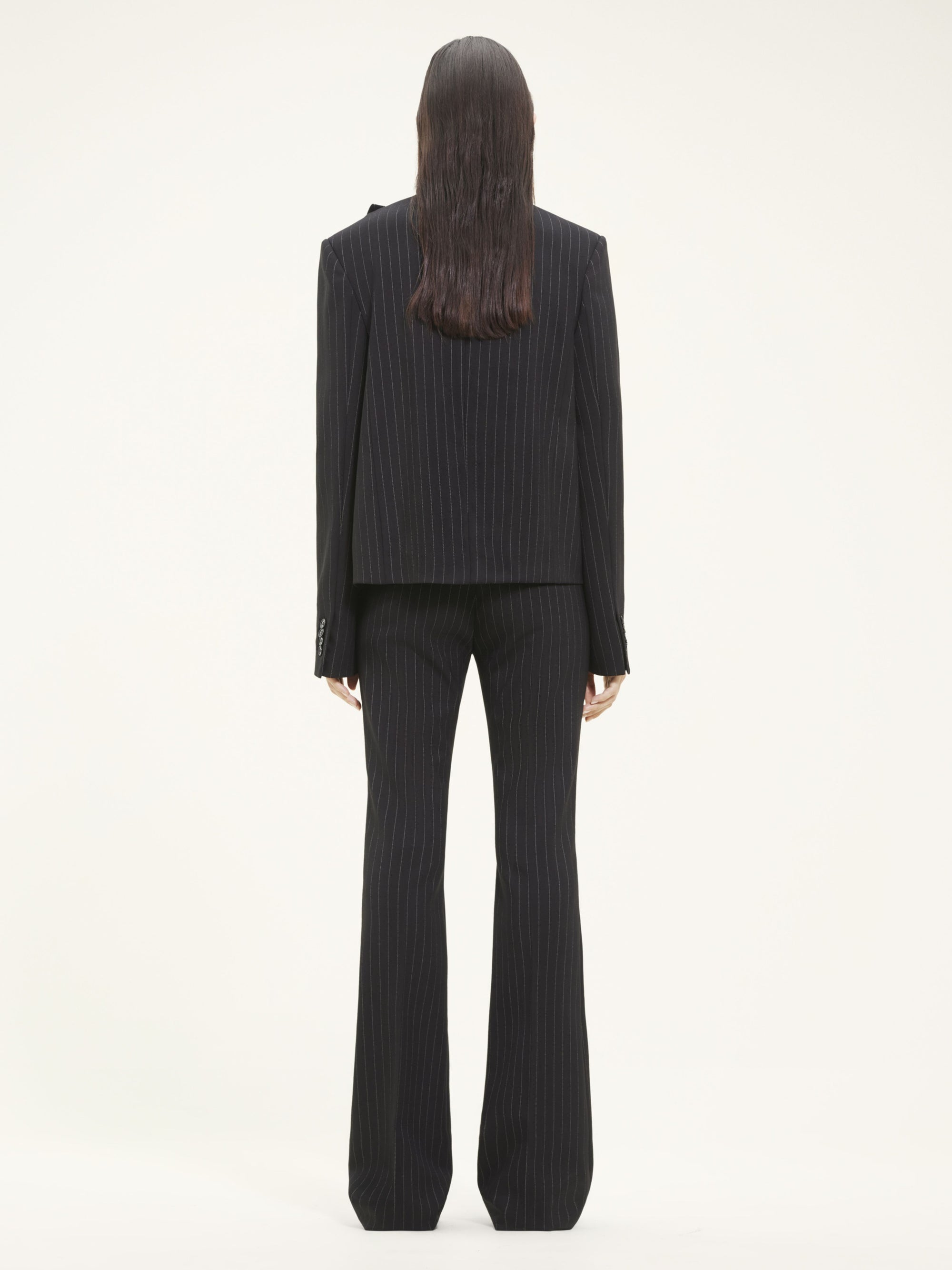 Buckle tailored pinstripe Jacket - Black