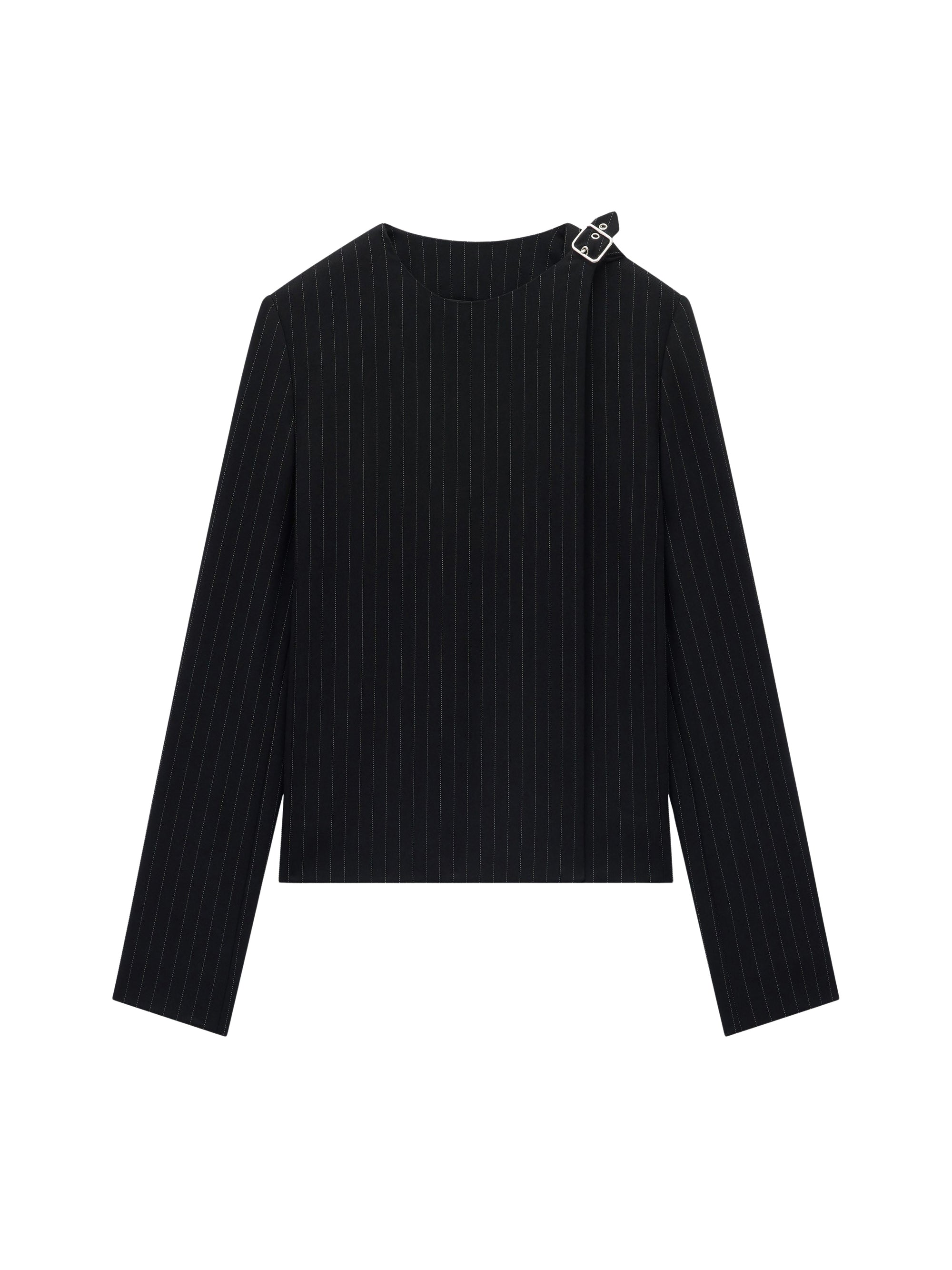 Buckle tailored pinstripe wool Jacket - Black & White