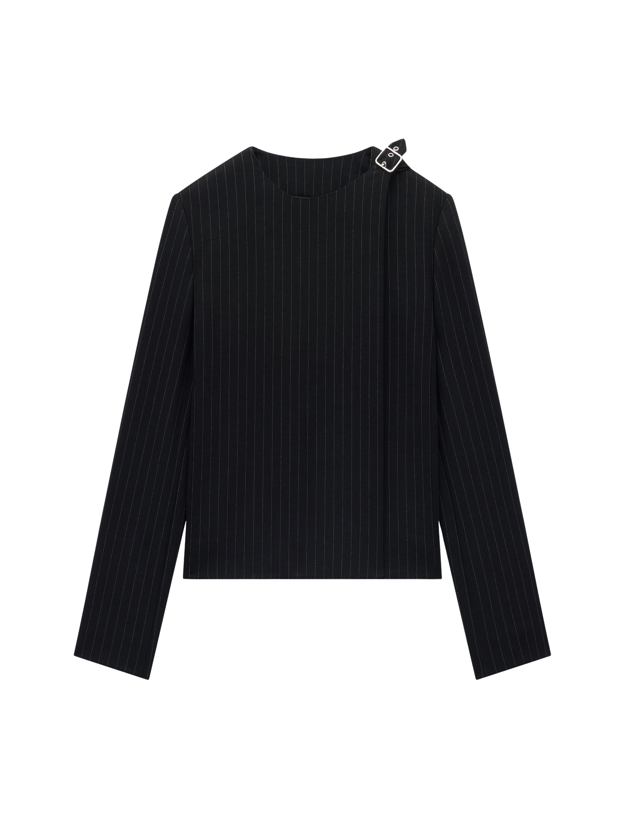Buckle tailored pinstripe Jacket - Black