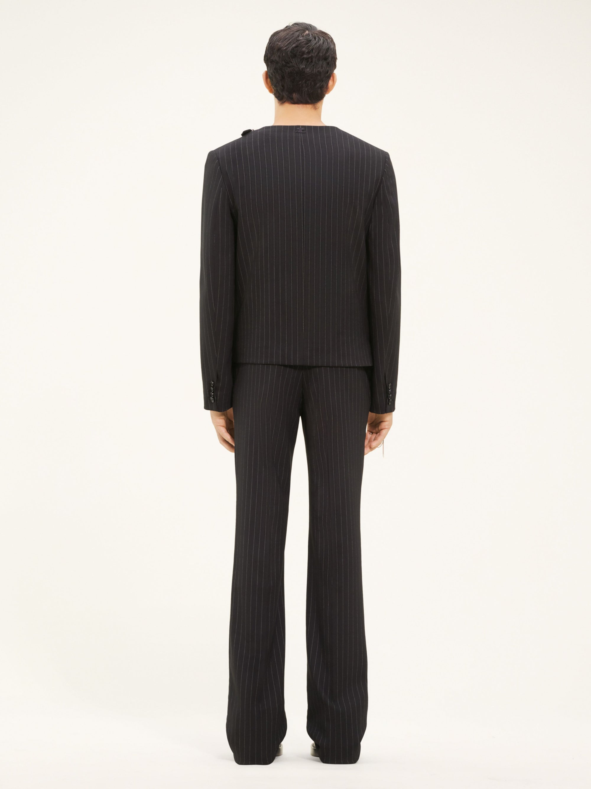 Tailored buckle pinstripe Jacket - Black