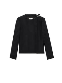 Tailored buckle pinstripe Jacket - Black