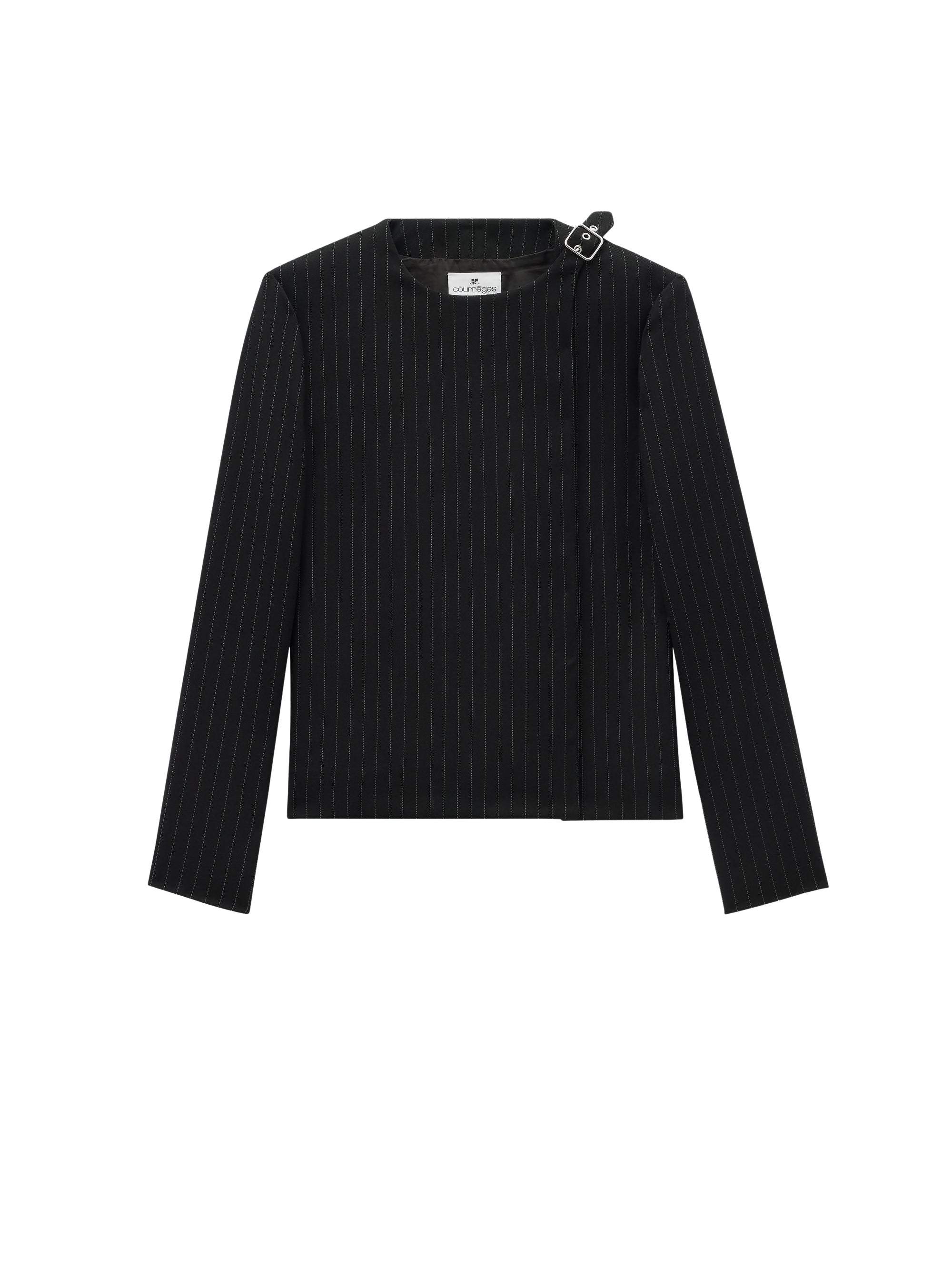 Tailored buckle pinstripe Jacket - Black