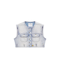 Multiflex denim cropped Vest - Light Blue Wash