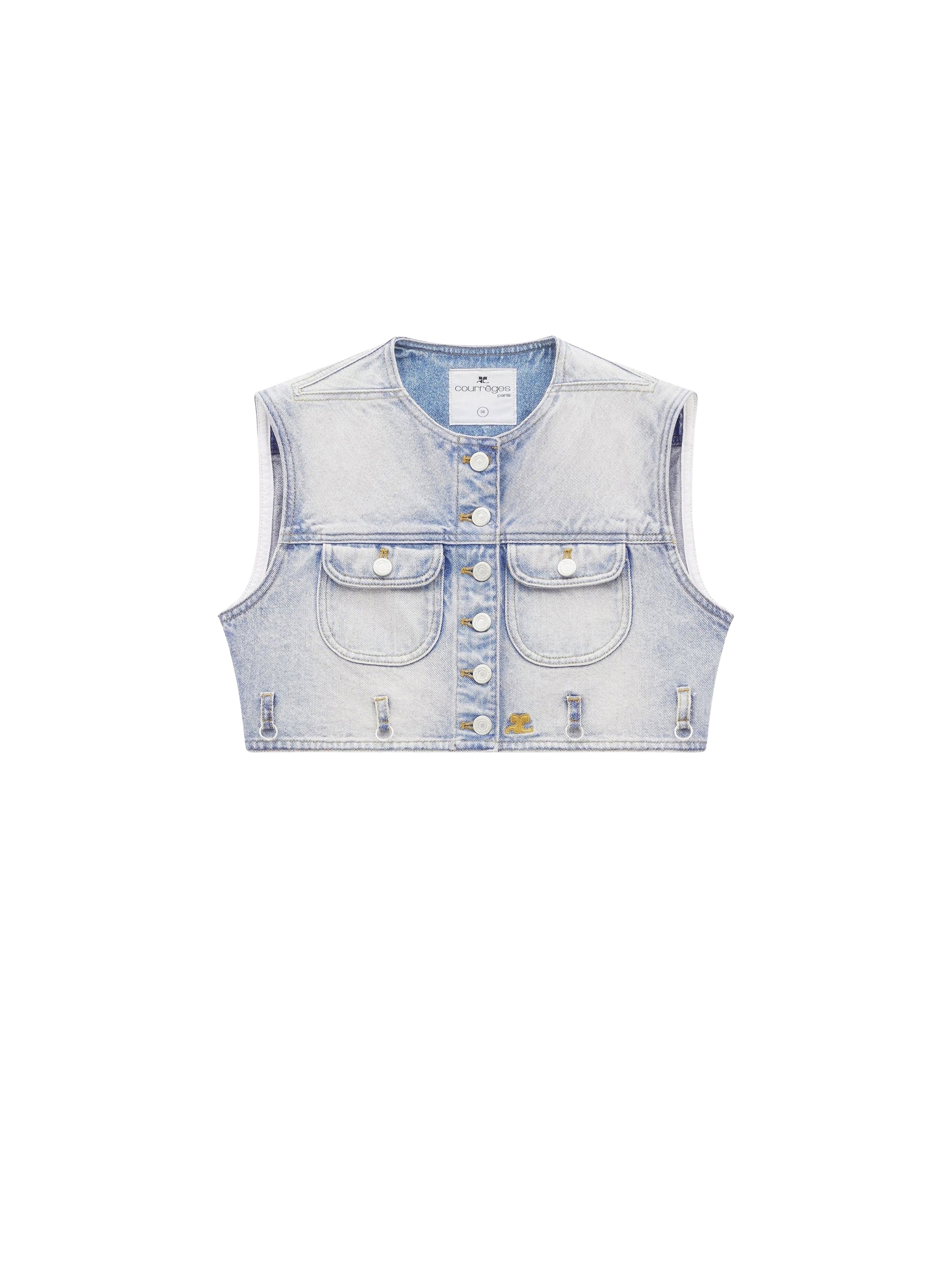 Multiflex denim cropped Vest - Light Blue Wash