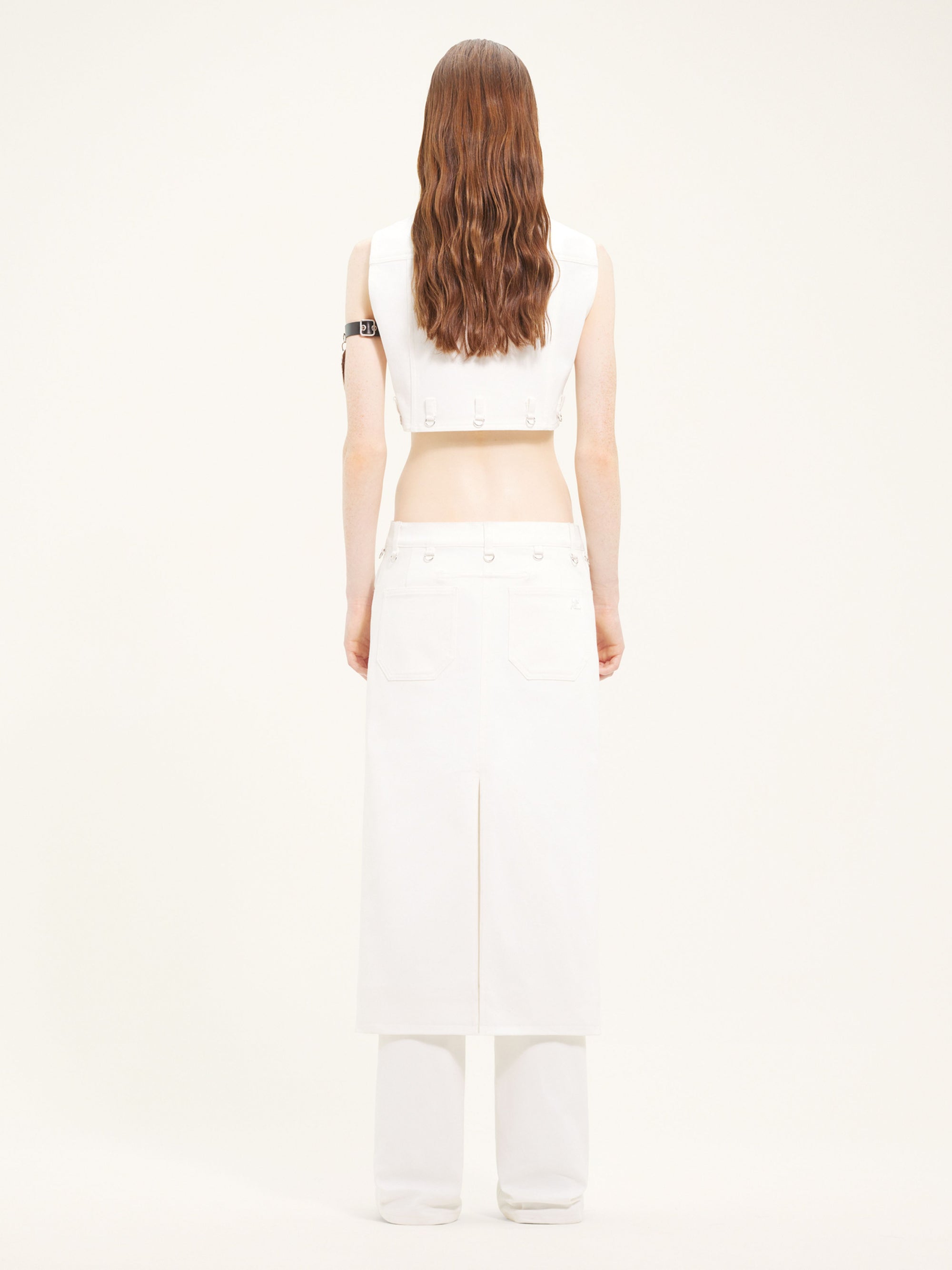 Multiflex denim cropped Vest - White