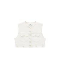 Multiflex denim cropped Vest - White