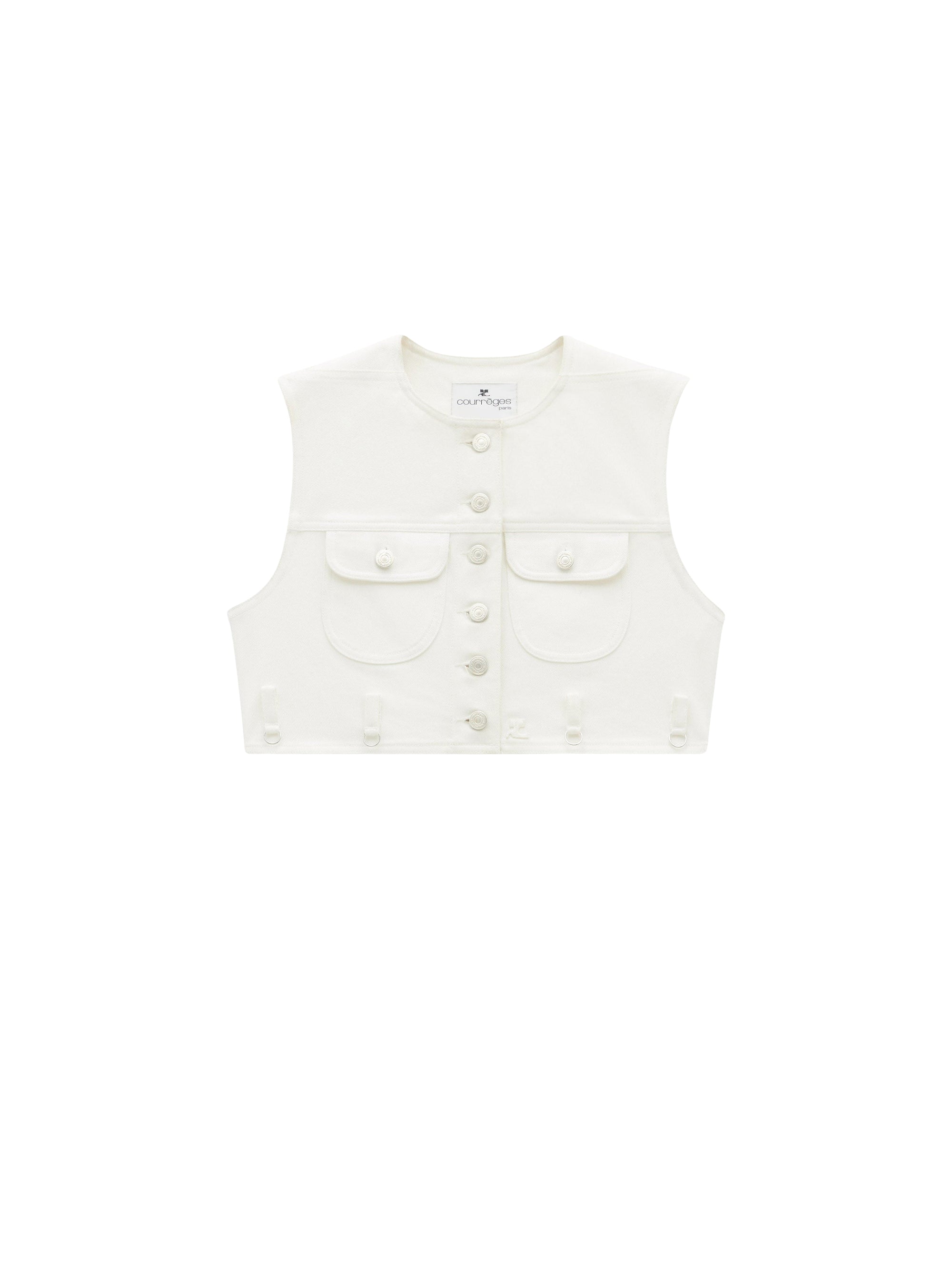Multiflex denim cropped Vest - White