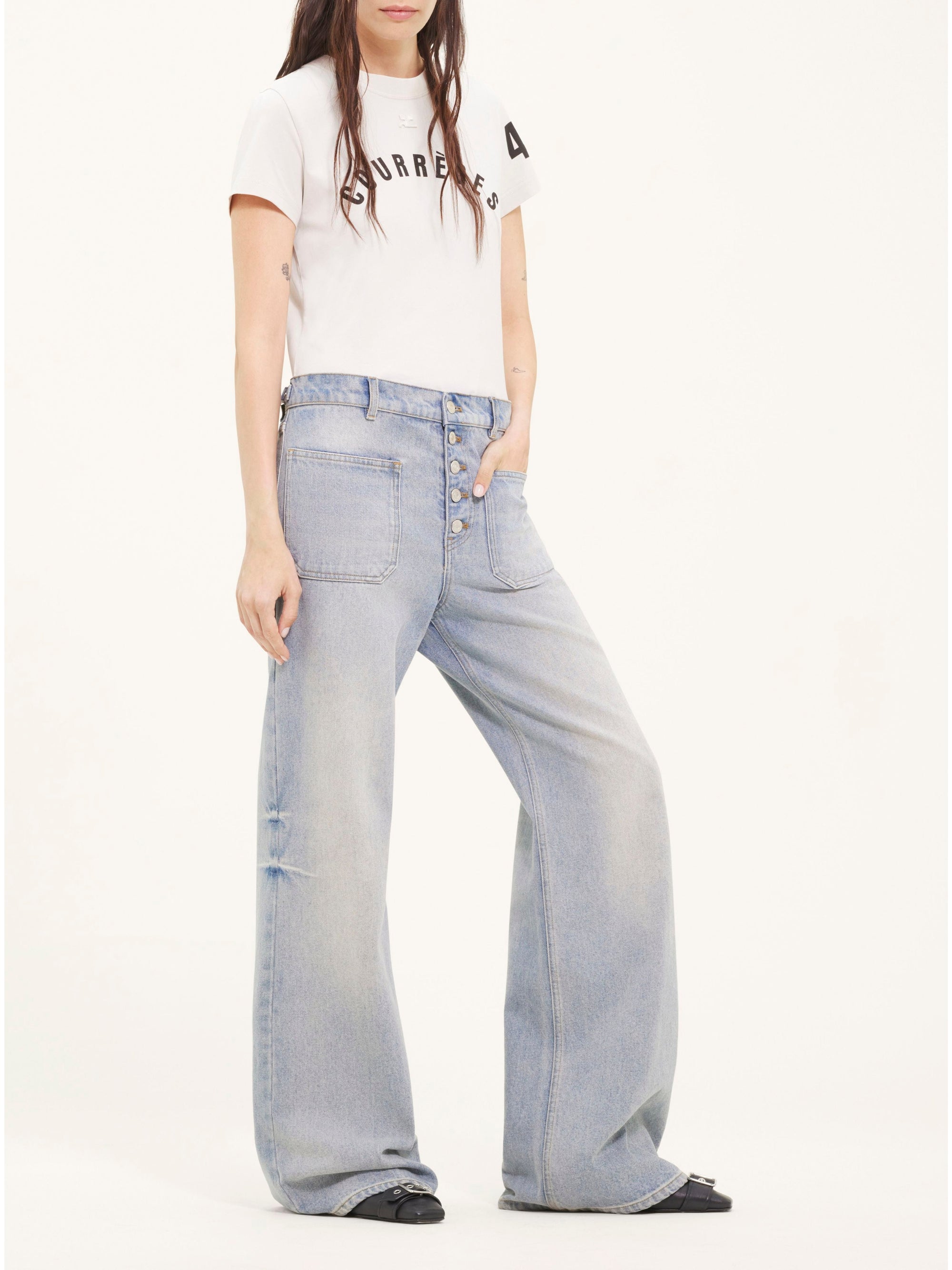 Multiflex denim baggy Pant - Light Blue Wash