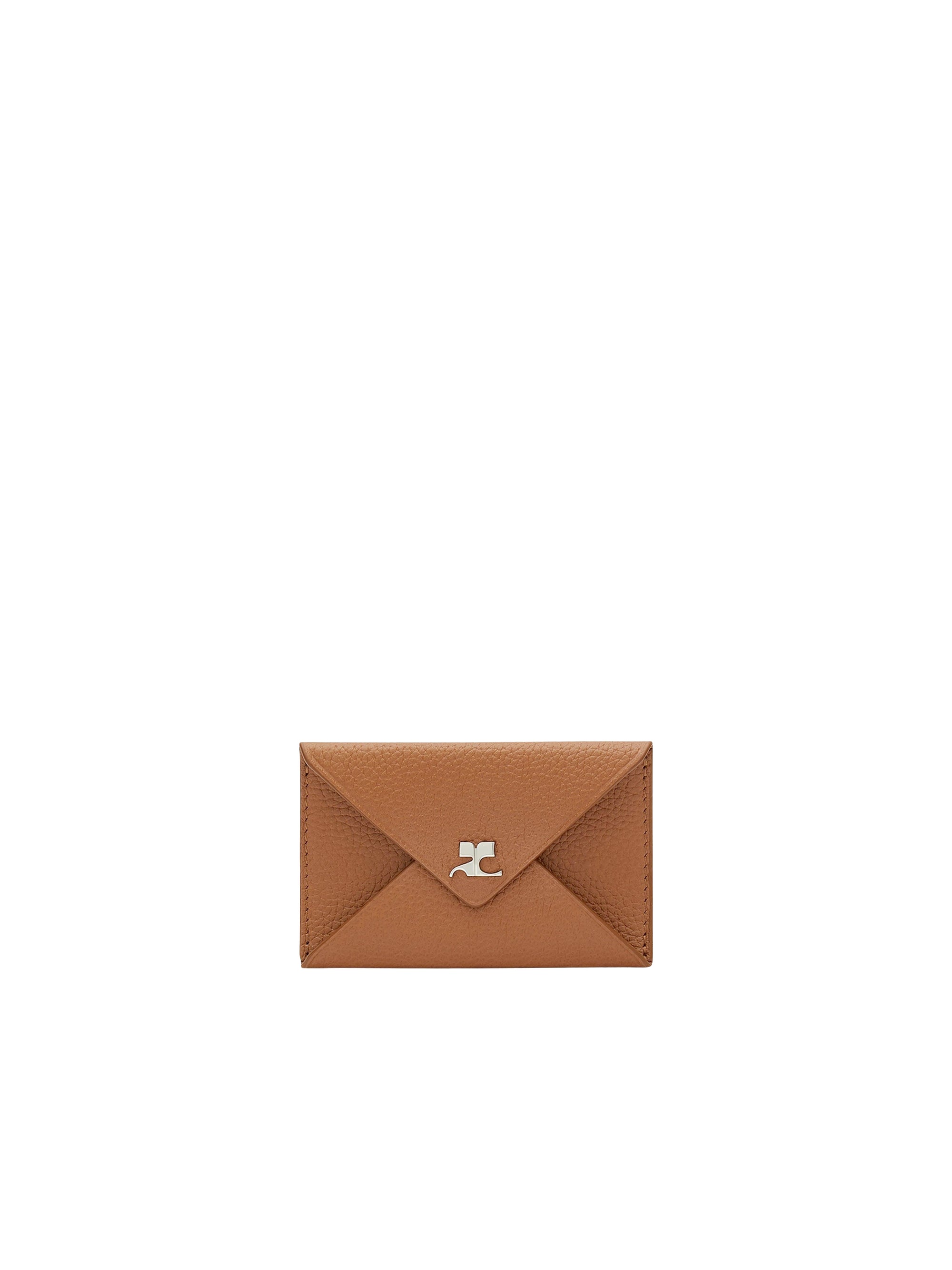 Ac stud grained leather Cardholder - Toffee