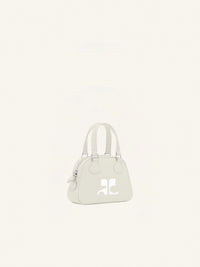 Mini Leather Bowling Bag - Grey