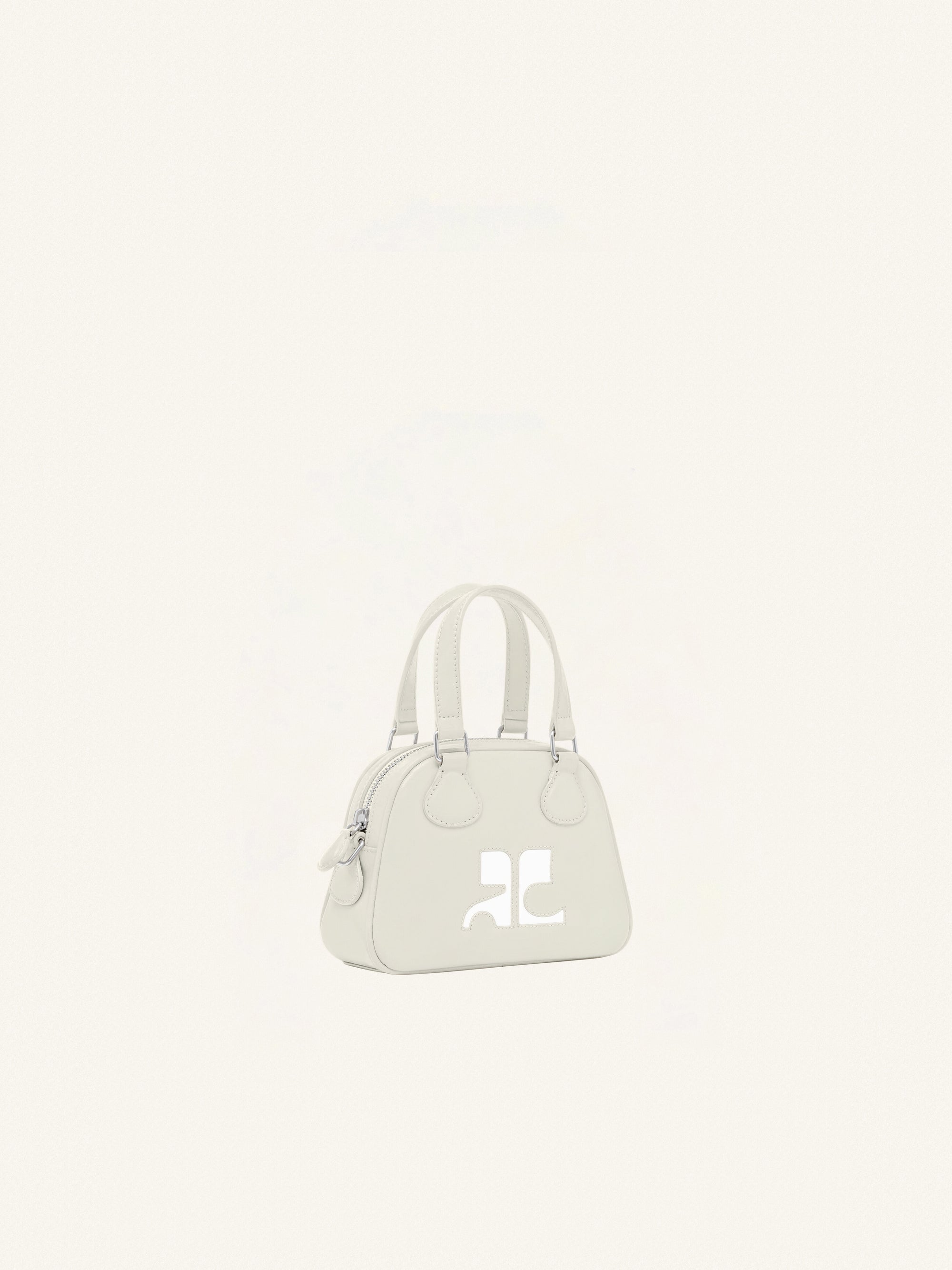 Mini Leather Bowling Bag - Grey