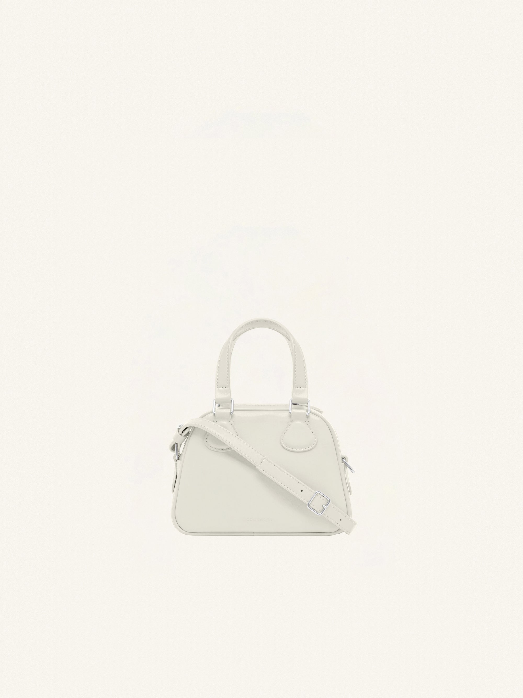 Mini Leather Bowling Bag - Grey