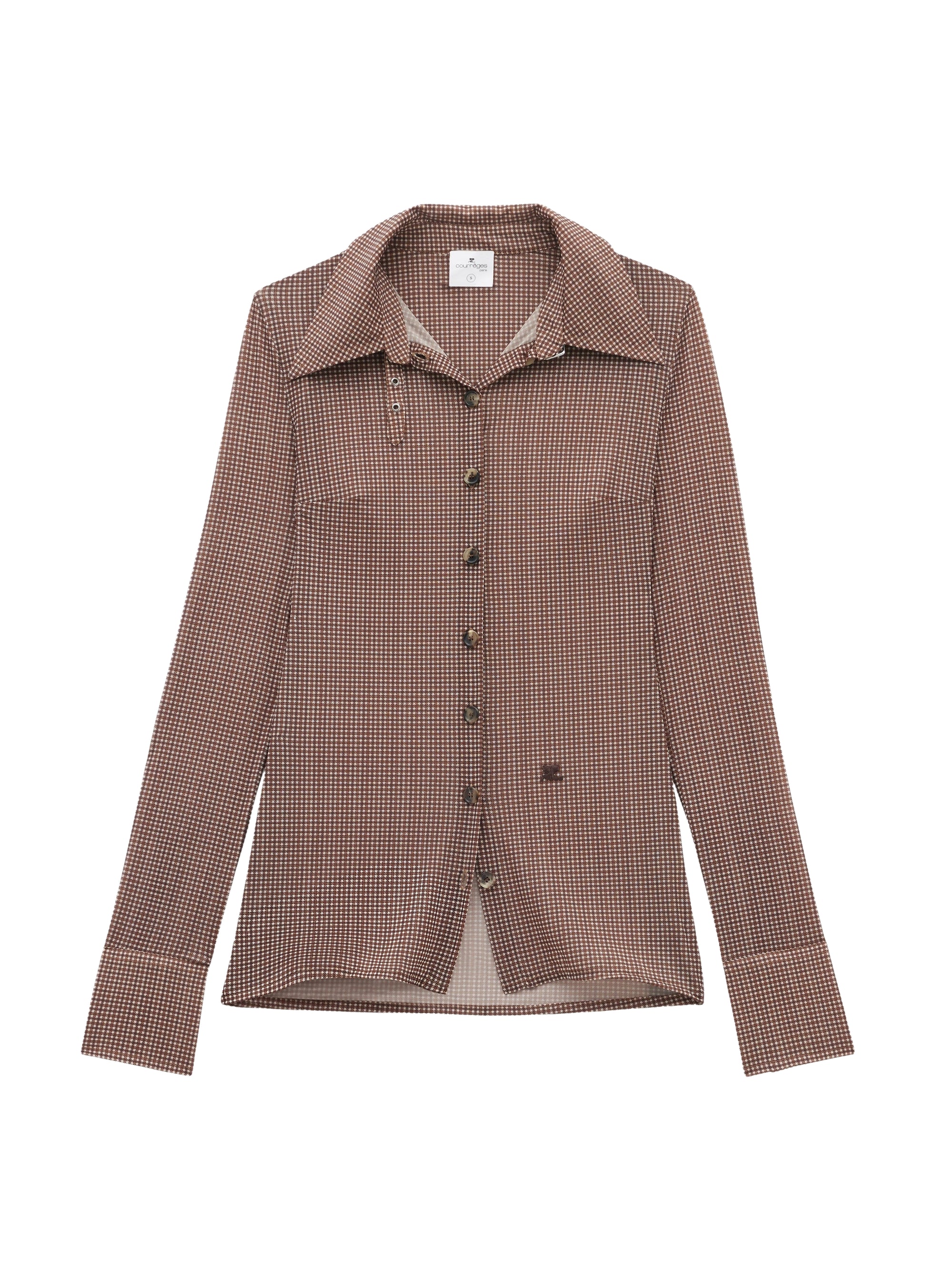 Buckle checked 2nd skin Shirt - Brown